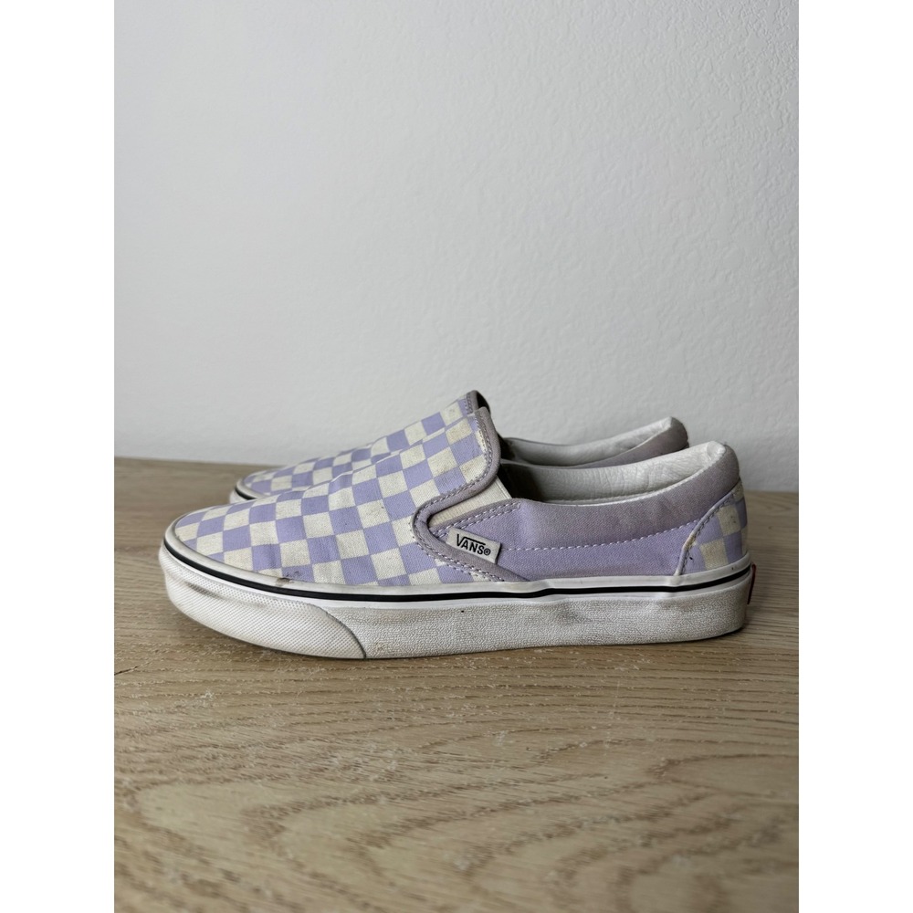 Vans Classic Slip-On Purple Checkerboard Canvas Skate Shoes Women's 8 / Mens 6.5